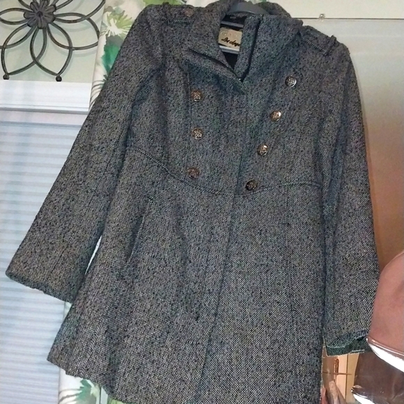 Guess Jackets & Blazers - Vintage Guess Los Angeles black & white zip Pea Coat lined wool blend large
